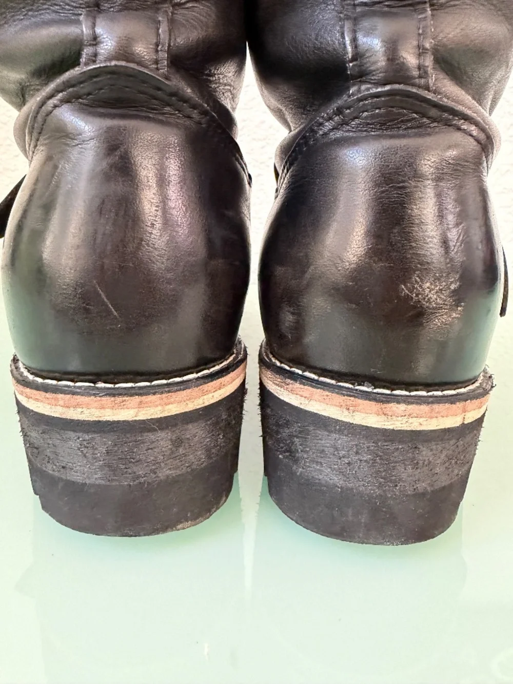 CHIPPEWA Black Leather steel-toed Motorcycle Boots Men's Size 12